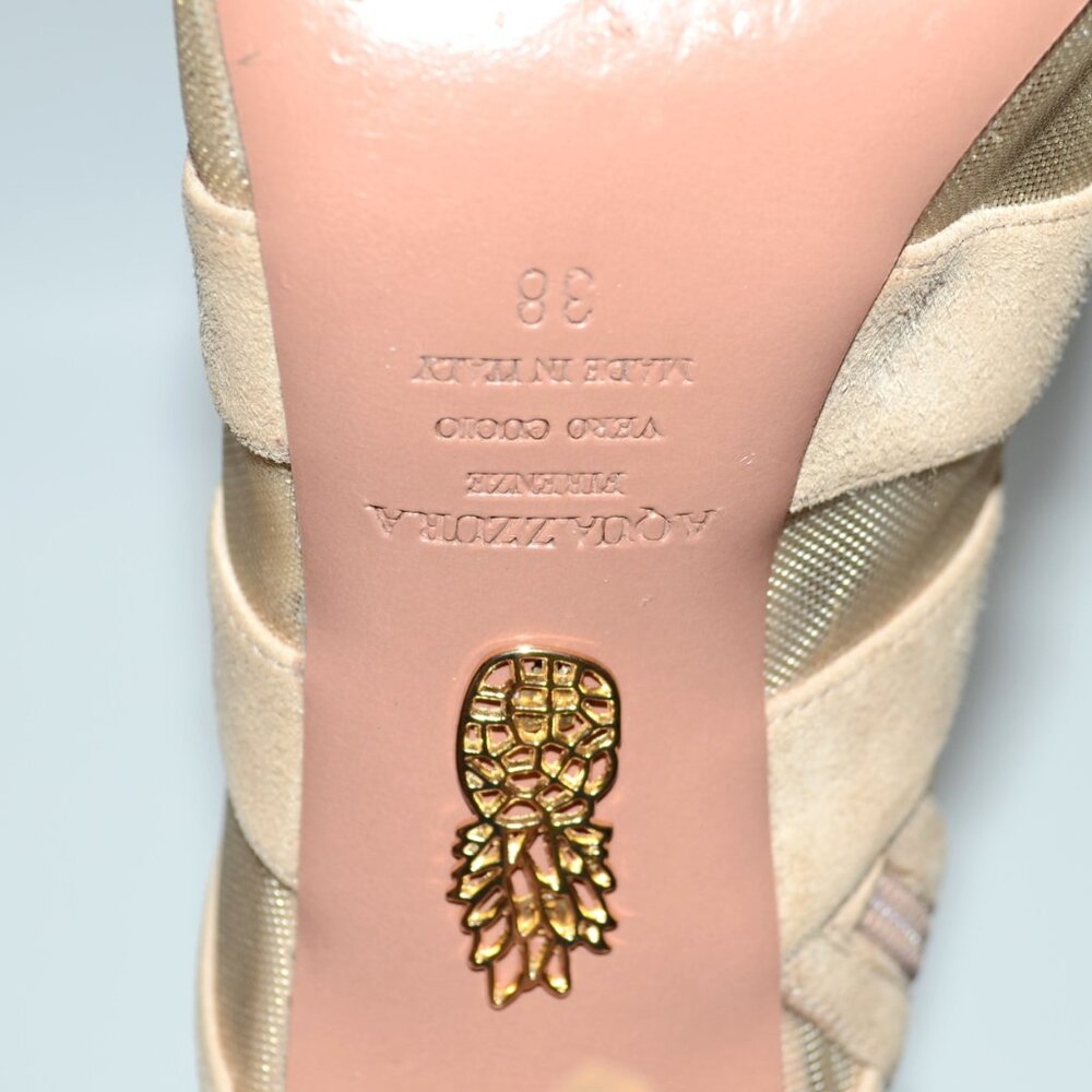 Aquazzura Nude Suede and Mesh Wild Side 105 Caged Heels SIZE 8 EU 38 - Picture 11 of 11